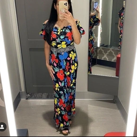 NWT Designer RIXO x Target Floral Off Shoulder Dress - Picture 4 of 16